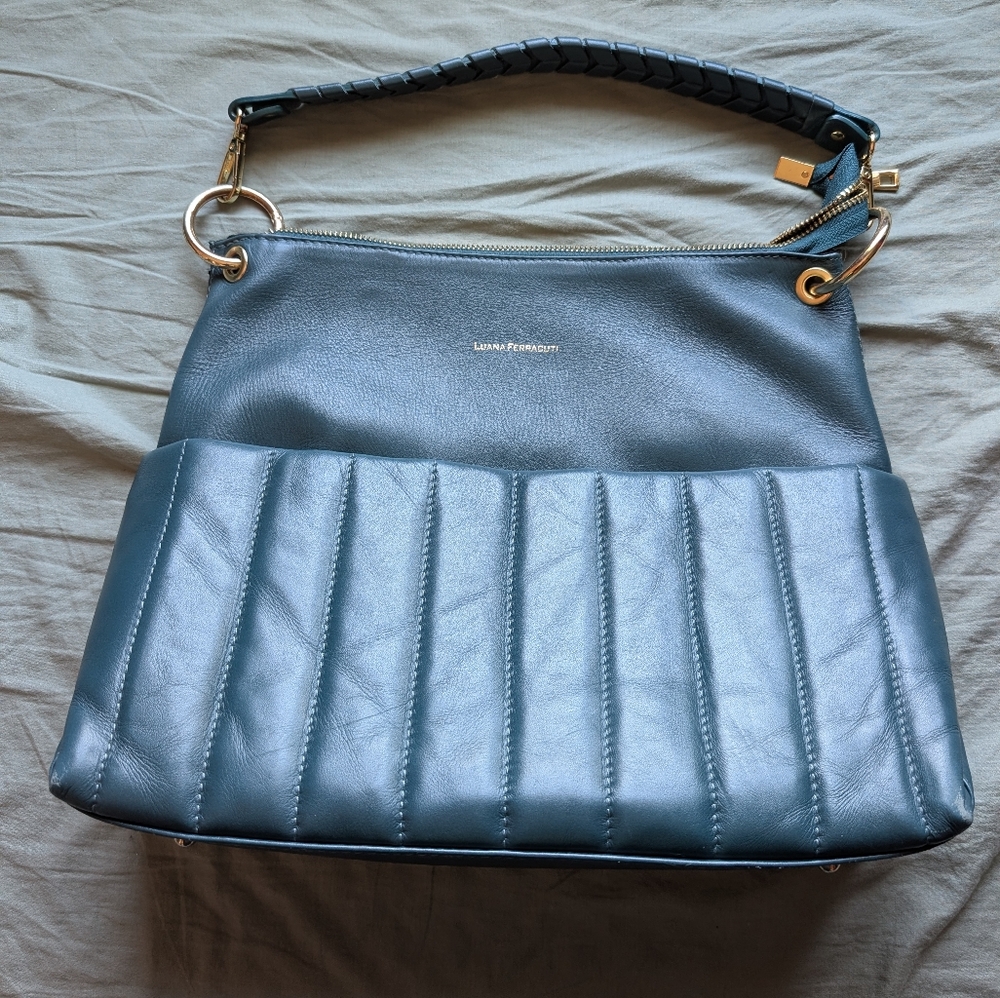 Luana Ferracuti Quilted Leather Shoulder Hobo Bag Green